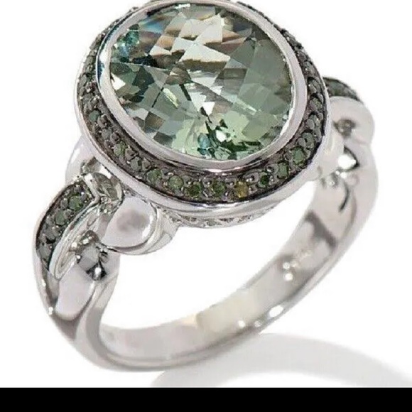 Prasiolite/Green Amethyst SS ring sz 6 - Picture 2 of 8